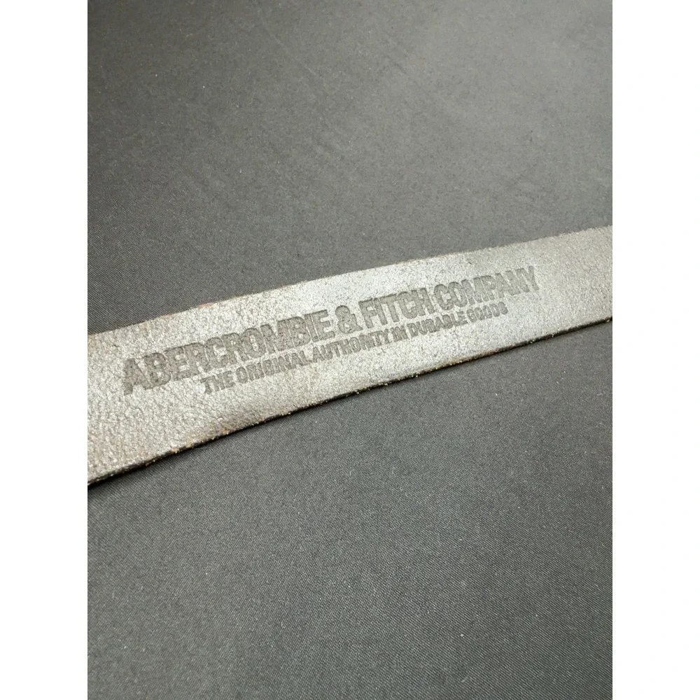 Vintage Abercrombie & Fitch Mens Leather Belt 32 Solid Brass Buckle USA Made